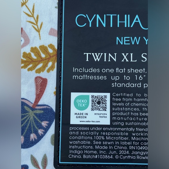 Cynthia Rowley Mushrooms Flowers Cottage Microfiber TWIN XL Sheet Set 3pc - Picture 9 of 11